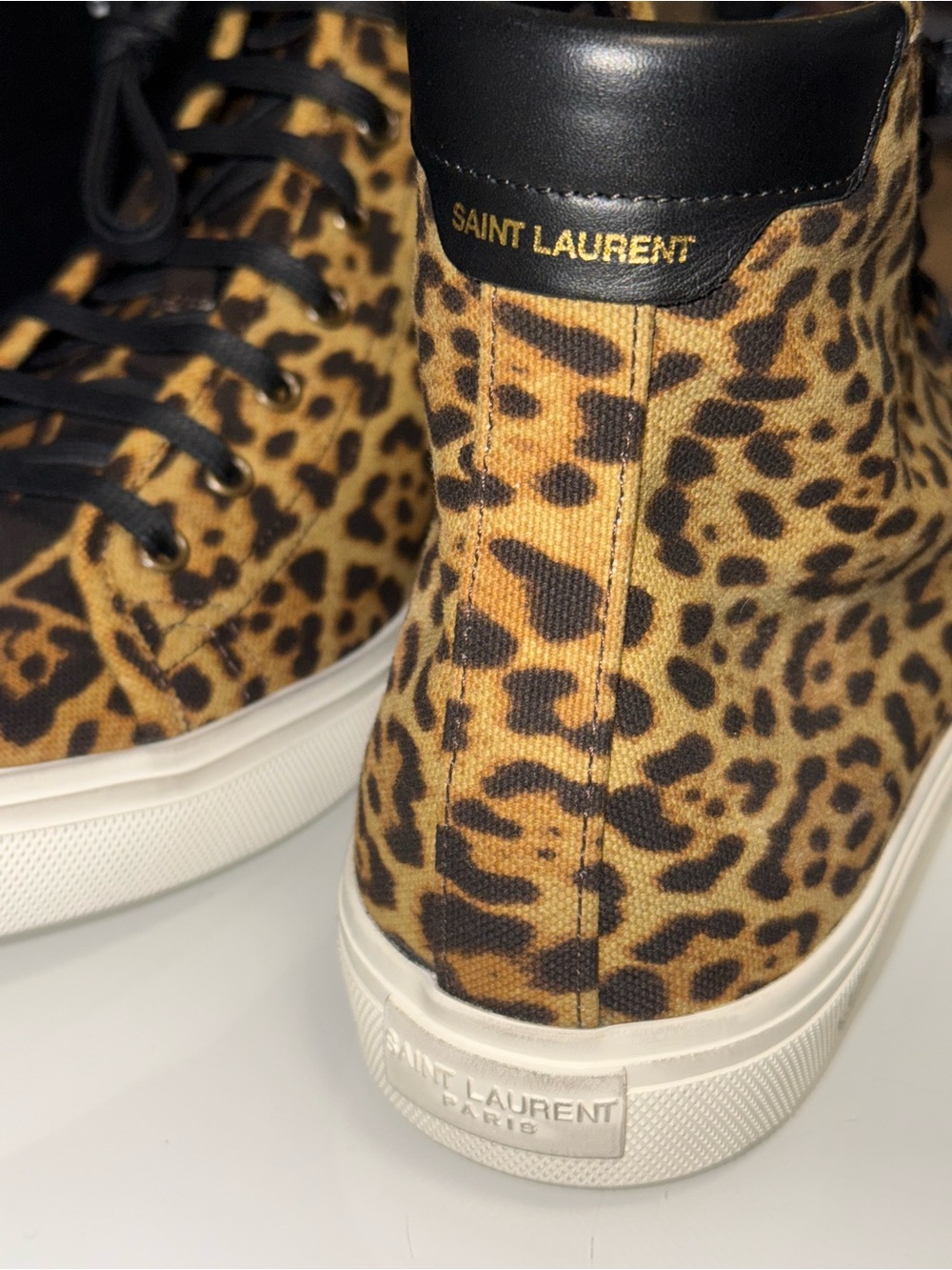Saint Laurent Leopard Print High-Top Sneakers - New Full Set - Picture 11 of 17